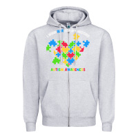 Heather Grey Wear Blue For My Brother Autism Zipper Hoodie - CowhideDigitalArt