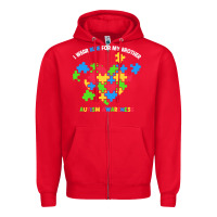 Red Wear Blue For My Brother Autism Zipper Hoodie - CowhideDigitalArt