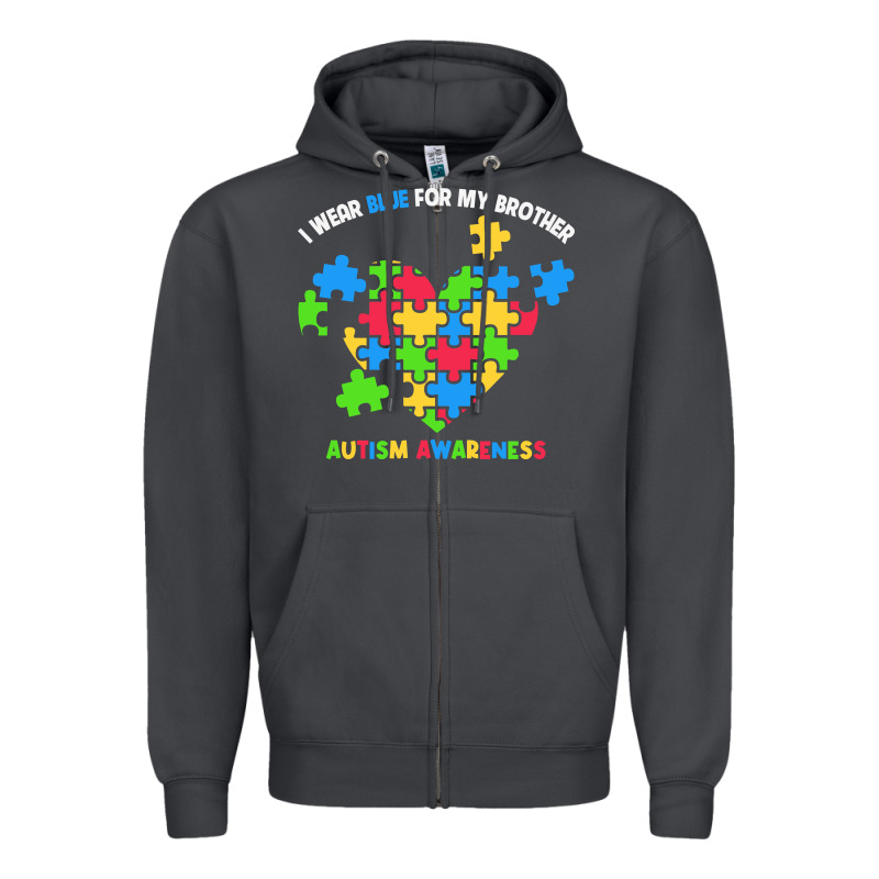 Wear Blue For My Brother Autism Zipper Hoodie by CowhideDigitalArt | Teevron