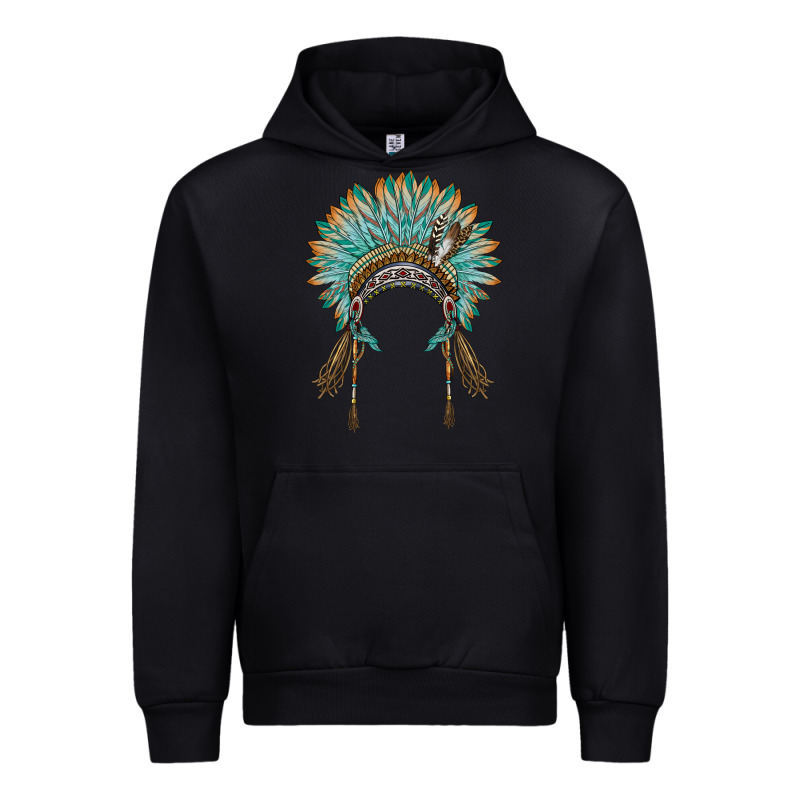Native American Headdress Turquise Urban Hoodie by BarkalooDesign | Teevron