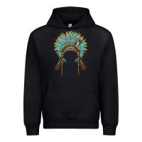 Black native american headdress turquise Urban Hoodie - BarkalooDesign
