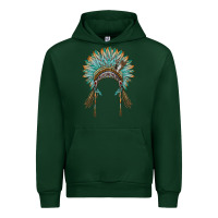 Forest Green native american headdress turquise Urban Hoodie - BarkalooDesign