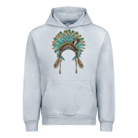 Heather Grey native american headdress turquise Urban Hoodie - BarkalooDesign