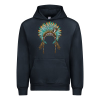 Navy native american headdress turquise Urban Hoodie - BarkalooDesign