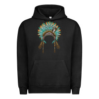 Pigment Black native american headdress turquise Urban Hoodie - BarkalooDesign