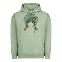 Pigment Oil Green native american headdress turquise Urban Hoodie - BarkalooDesign