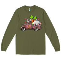 Army Green happy easter pink truck with bunny Long Sleeve Tee - RanaPortraitStore