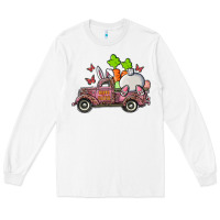 White happy easter pink truck with bunny Long Sleeve Tee - RanaPortraitStore
