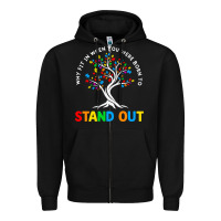 Black Why Fit In Autism Awareness Zipper Hoodie - CowhideDigitalArt