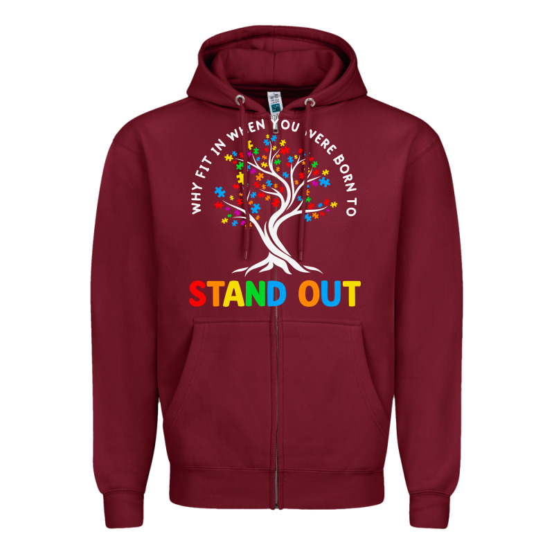 Why Fit In Autism Awareness Zipper Hoodie by CowhideDigitalArt | Teevron