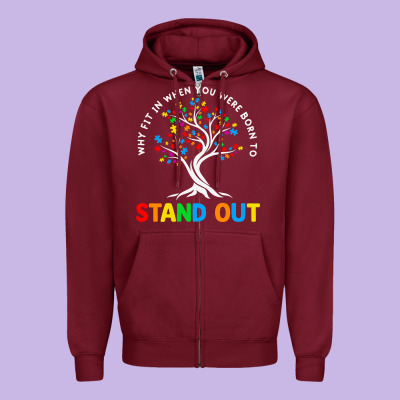 Why Fit In Autism Awareness Zipper Hoodie Designed By Cowhidedigitalart