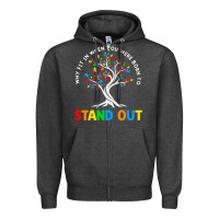 Charcoal Heather Why Fit In Autism Awareness Zipper Hoodie - CowhideDigitalArt