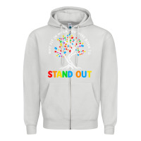 Dove Grey Why Fit In Autism Awareness Zipper Hoodie - CowhideDigitalArt