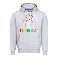 Heather Grey Why Fit In Autism Awareness Zipper Hoodie - CowhideDigitalArt