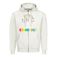 Oatmeal Heather Why Fit In Autism Awareness Zipper Hoodie - CowhideDigitalArt