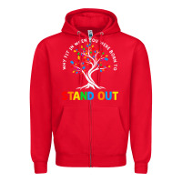 Red Why Fit In Autism Awareness Zipper Hoodie - CowhideDigitalArt