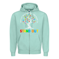 Seafoam Why Fit In Autism Awareness Zipper Hoodie - CowhideDigitalArt