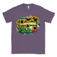 Lavender Wyoming Map Sunflower Cactus Serape Classic Tee - RanaPortraitStore