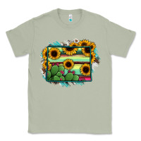 Matcha Wyoming Map Sunflower Cactus Serape Classic Tee - RanaPortraitStore