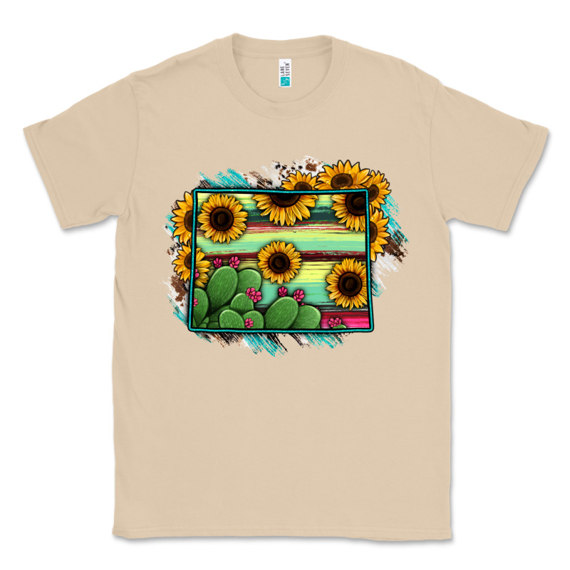 Wyoming Map Sunflower Cactus Serape Classic Tee by RanaPortraitStore | Teevron