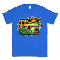True Royal Wyoming Map Sunflower Cactus Serape Classic Tee - RanaPortraitStore