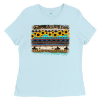 Baby Blue sunflower aztec serape cowhide background Ladies Tee - RanaPortraitStore