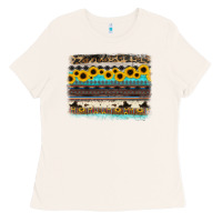 Bone sunflower aztec serape cowhide background Ladies Tee - RanaPortraitStore