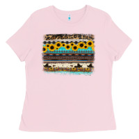 Bubblegum Pink sunflower aztec serape cowhide background Ladies Tee - RanaPortraitStore