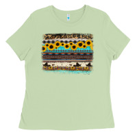 Matcha sunflower aztec serape cowhide background Ladies Tee - RanaPortraitStore