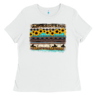 White sunflower aztec serape cowhide background Ladies Tee - RanaPortraitStore