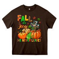 Chocolate Brown fall for jesus he never leaves Heavy Core Tee - MaliasSmallBusiness