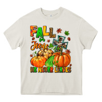 Cream fall for jesus he never leaves Heavy Core Tee - MaliasSmallBusiness