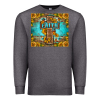 Charcoal Heather Western Faith Cross Butterfly Premium Sweatshirt - LillyAllenDesigns