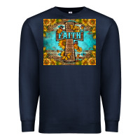 Navy Western Faith Cross Butterfly Premium Sweatshirt - LillyAllenDesigns
