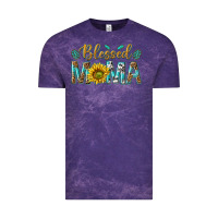 Cloud Purple Western Blessed Mama with Leopard and Sunflower Vintage Tee - texasbilliewilder