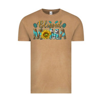 Vintage Camel Western Blessed Mama with Leopard and Sunflower Vintage Tee - texasbilliewilder