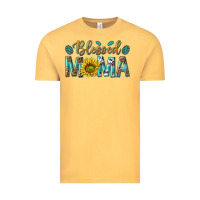 Vintage Mustard Western Blessed Mama with Leopard and Sunflower Vintage Tee - texasbilliewilder