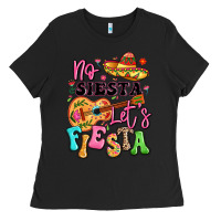 Black no siesta let's fiesta Ladies Tee - LillyAllenDesigns