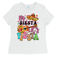 White no siesta let's fiesta Ladies Tee - LillyAllenDesigns