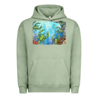 Pigment Oil Green lobster background Urban Hoodie - BarkalooDesign