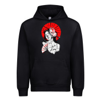 Black japanese geisha samurai fox mask red sun Urban Hoodie - tuanDangUi