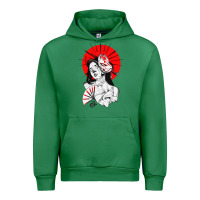 Emerald japanese geisha samurai fox mask red sun Urban Hoodie - tuanDangUi