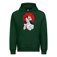 Forest Green japanese geisha samurai fox mask red sun Urban Hoodie - tuanDangUi