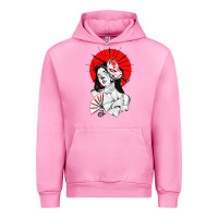 Fuchsia Pink japanese geisha samurai fox mask red sun Urban Hoodie - tuanDangUi