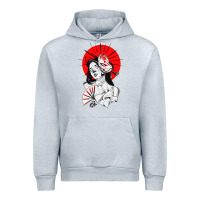 Heather Grey japanese geisha samurai fox mask red sun Urban Hoodie - tuanDangUi