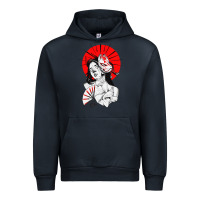 Navy japanese geisha samurai fox mask red sun Urban Hoodie - tuanDangUi