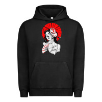 Pigment Black japanese geisha samurai fox mask red sun Urban Hoodie - tuanDangUi