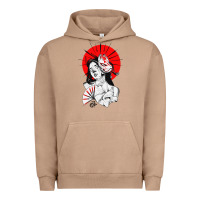 Pigment Burro japanese geisha samurai fox mask red sun Urban Hoodie - tuanDangUi