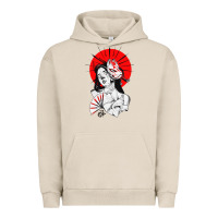 Pigment French Oak japanese geisha samurai fox mask red sun Urban Hoodie - tuanDangUi