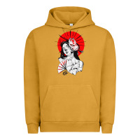 Pigment Peanut Butter japanese geisha samurai fox mask red sun Urban Hoodie - tuanDangUi